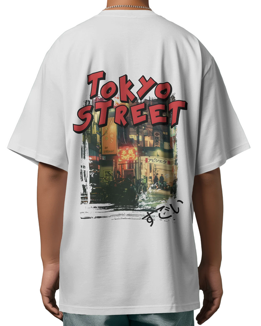 TOKYO STREET Oversized T-Shirt Print