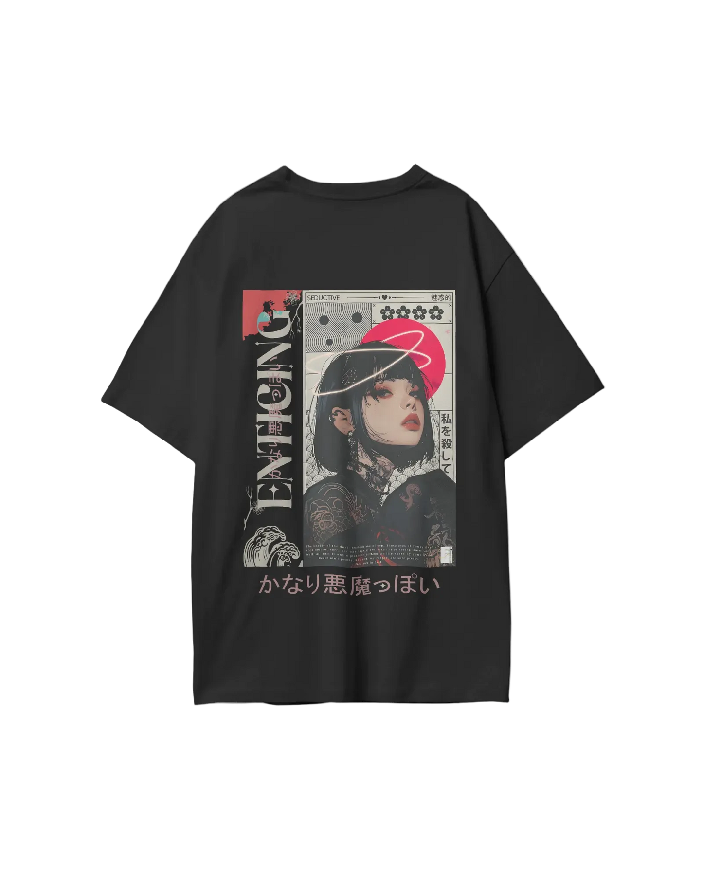 Japanese Characters Pretty Demon  Oversized T-Shirt Print