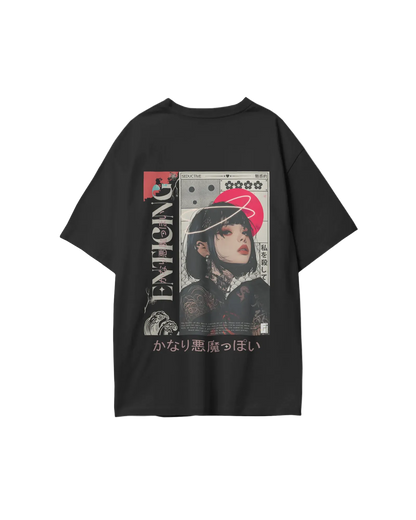 Japanese Characters Pretty Demon  Oversized T-Shirt Print