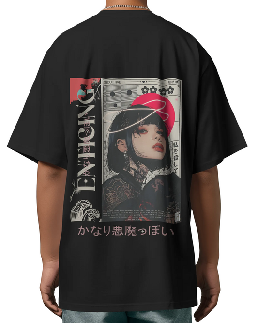 Japanese Characters Pretty Demon  Oversized T-Shirt Print